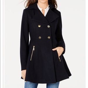 Laundry Double-Breasted Skirted Peacoat